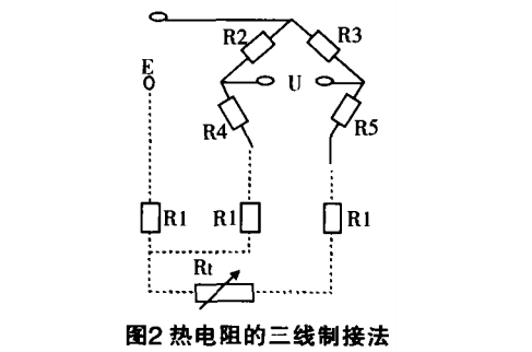 熱電阻的三線(xiàn)制接法圖示